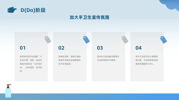 蓝色插画风简约风手卫生持续改进PDCA医务人员医疗培训PPT
