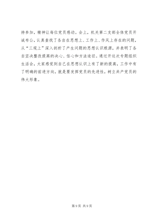机关第二党支部关于召开专题组织生活会情况的报告 (4).docx