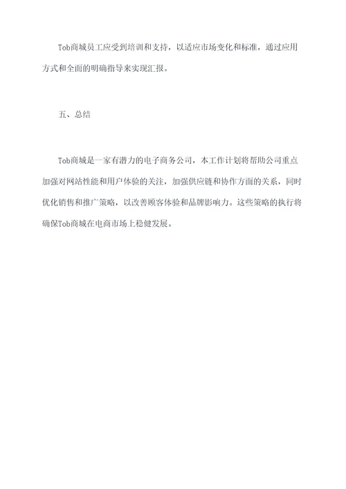 tob商城工作计划