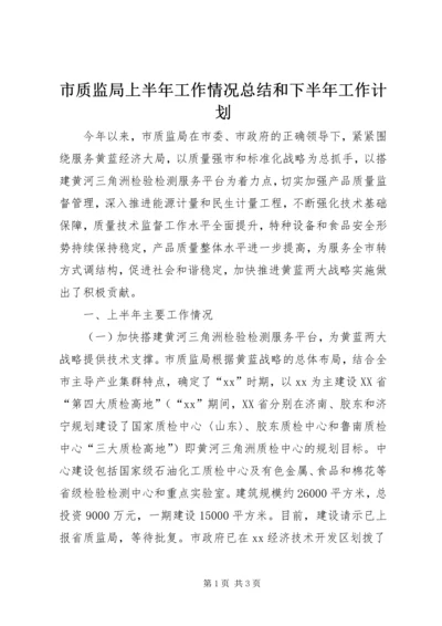 市质监局上半年工作情况总结和下半年工作计划.docx