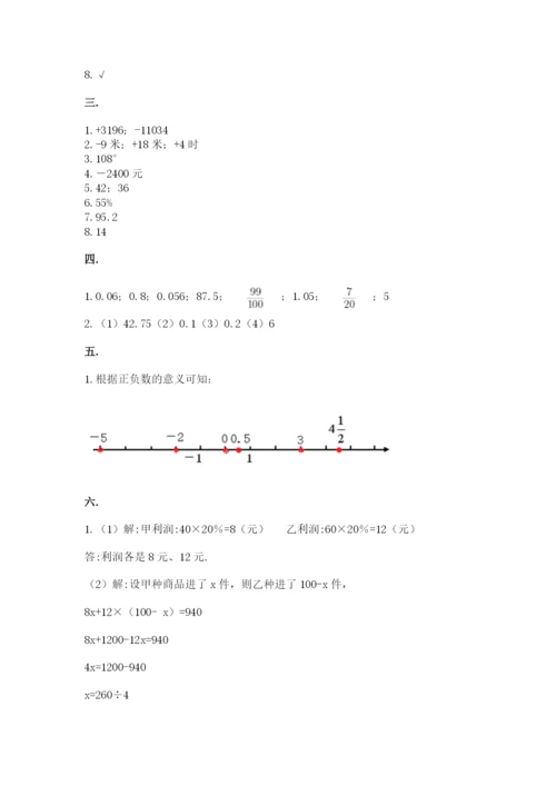 浙江省宁波市小升初数学试卷附参考答案【夺分金卷】.docx