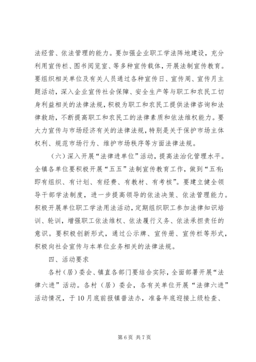 镇法律六进活动方案.docx