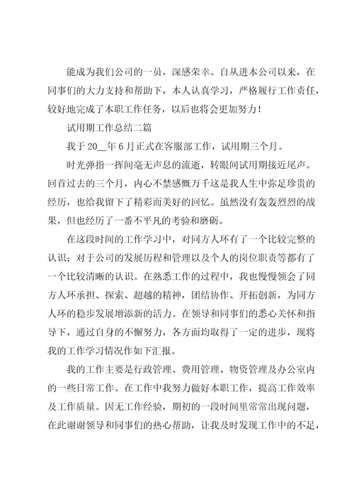 试用期工作总结三篇