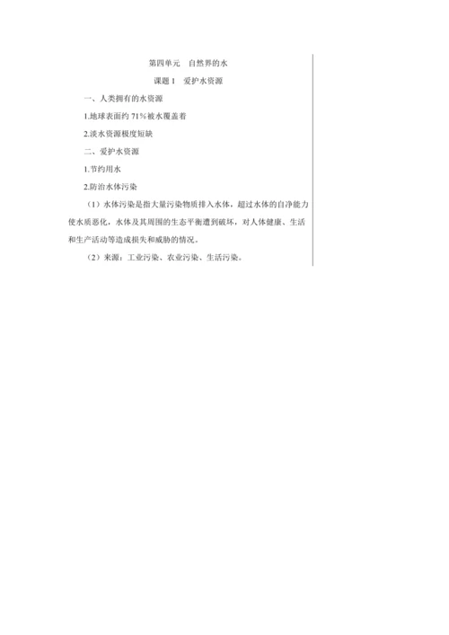 【轻松备课】人教版化学九年级上册第四单元课题1 爱护水资源 教学详案