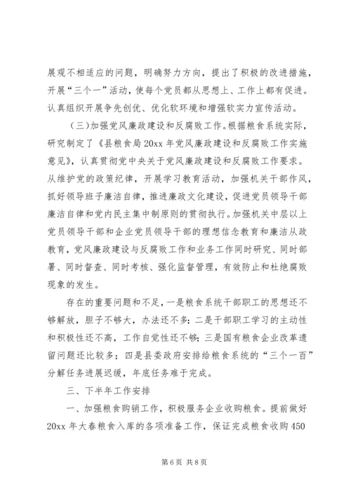 粮食局上半年工作总结及下半年工作安排.docx