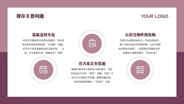 粉色简约留白教育教学工作汇报通用PPT模板