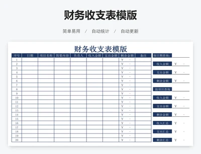 财务收支表模版