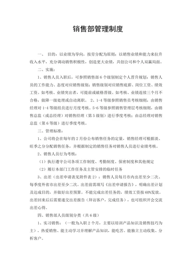 销售部管理制度
