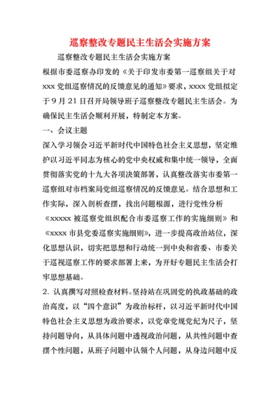 巡察整改专题民主生活会实施方案.docx