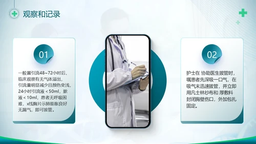 胸腔闭式引流管的护理蓝色绿色简约商务医疗胸腔闭式引流管护理PPT护理查房