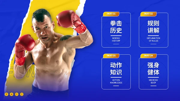 健身拳击俱乐部搏击运动知识分享通用PPT模板