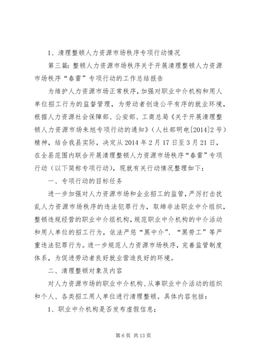 人力资源市场秩序整顿经验交流.docx