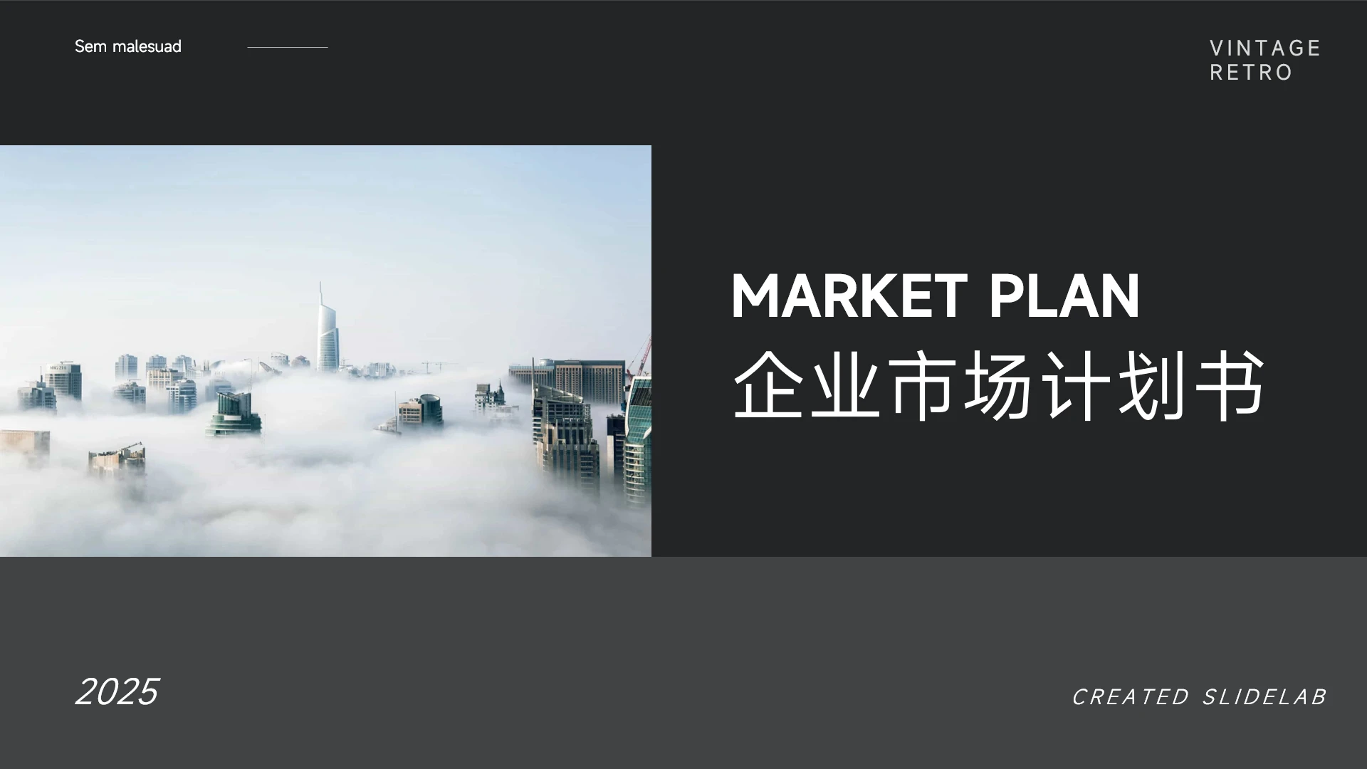 黑色极简主义黑白企业市场计划书PPT模板