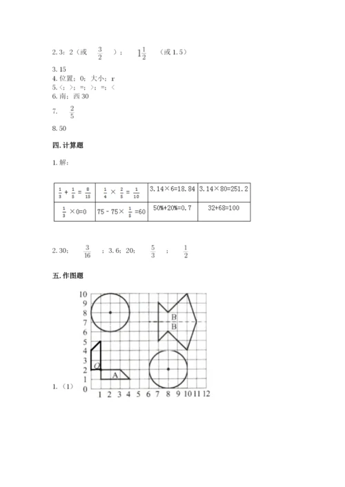 人教版六年级上册数学期末测试卷含答案【基础题】.docx