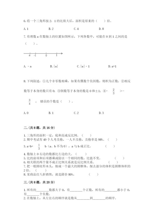 小学六年级数学摸底考试题及参考答案【综合题】.docx