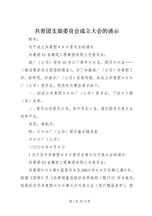 共青团支部委员会成立大会的请示.docx