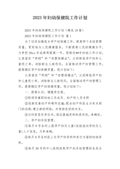 2023年妇幼保健院工作计划.docx