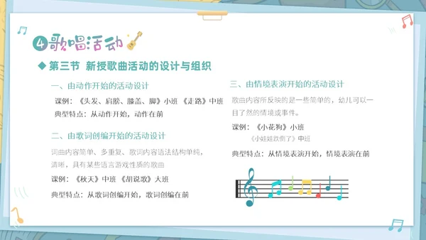 绿色清新卡通儿童学前儿童音乐教育课件PPT幼儿园