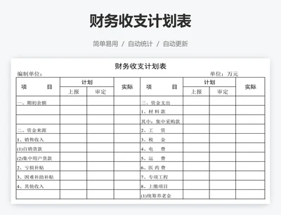 财务收支计划表