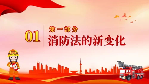 红色卡通遵守消防法规关爱生命安全PPT模板宣传PPT动态PPT全国消防日