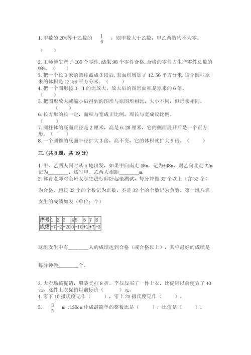 河南省平顶山市六年级下册数学期末考试试卷附答案（精练）.docx