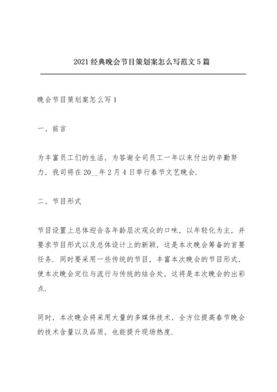 2021经典晚会节目策划案怎么写范文5篇.docx