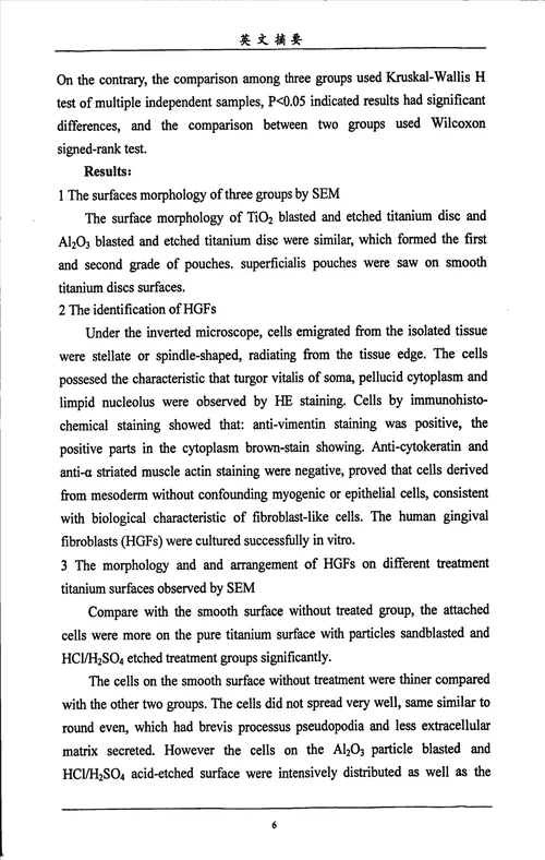 纯钛表面不同处理对人牙龈成纤维细胞增殖的影响口腔临床医学专业毕业论文