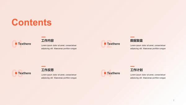 橙色简约扁平品牌工作总结PPT