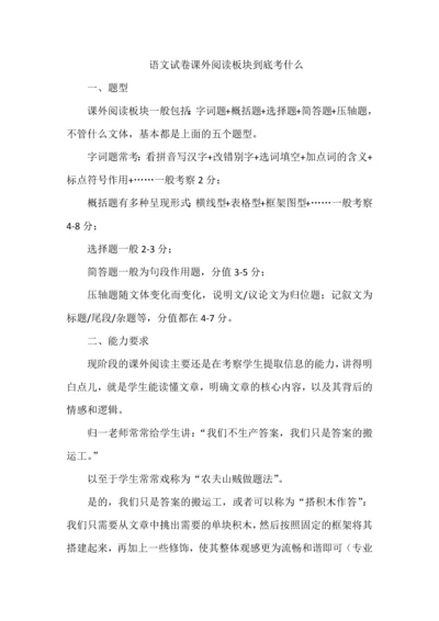 语文试卷课外阅读板块到底考什么.docx