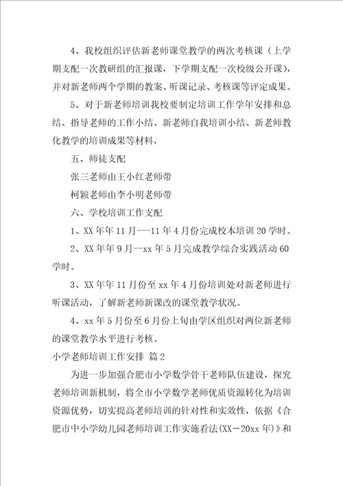 小学教师培训工作计划