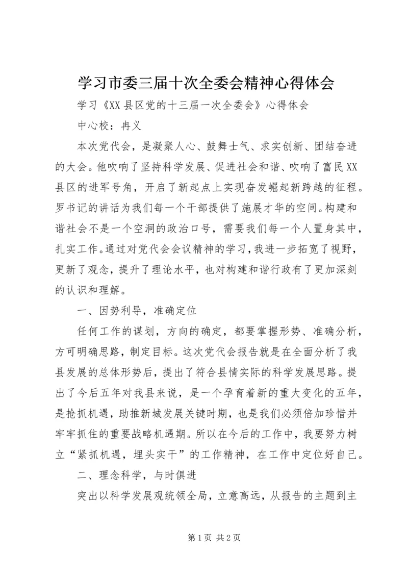 学习市委三届十次全委会精神心得体会 (2).docx