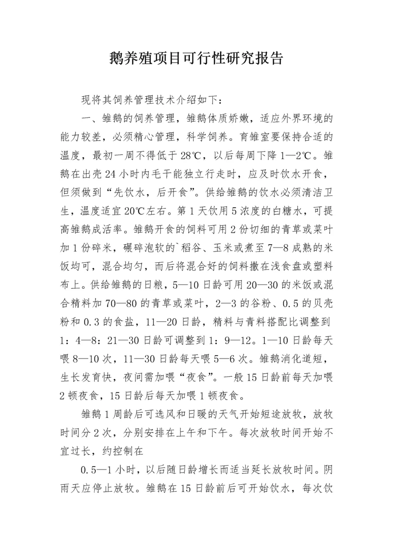 鹅养殖项目可行性研究报告.docx