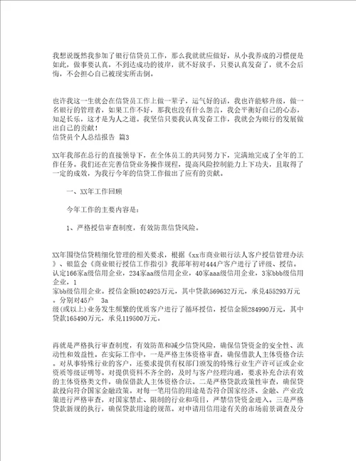 信贷员个人总结报告精选14篇