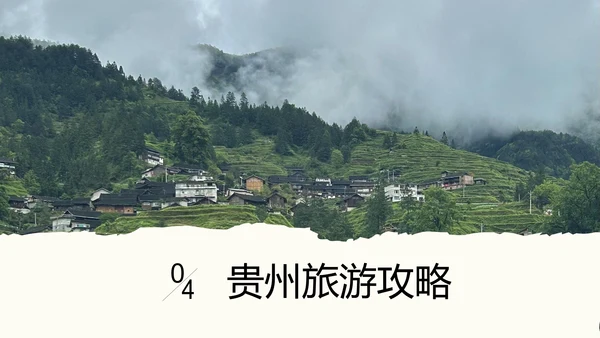 米色撕纸风简约创意贵州旅游攻略