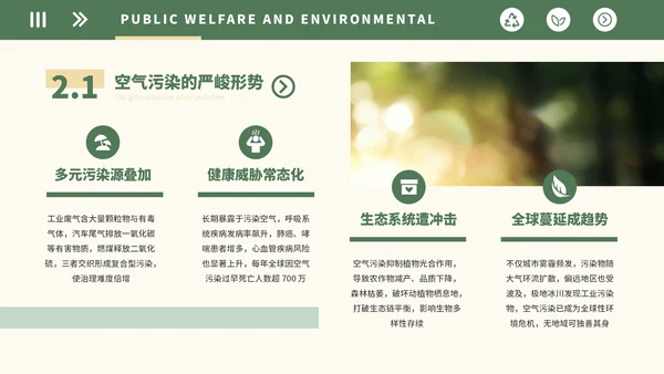 绿色简约公益环保教育PPT模板