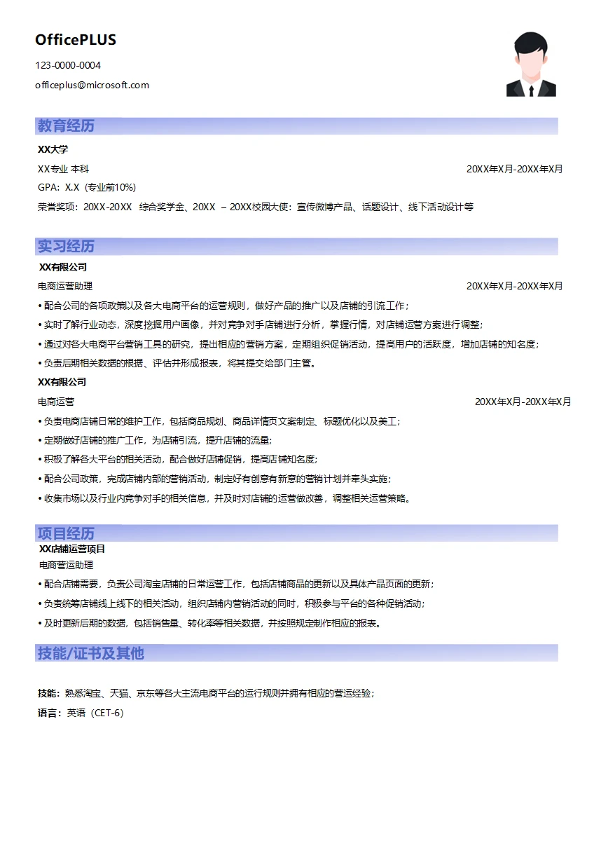 电商运营助理求职简历