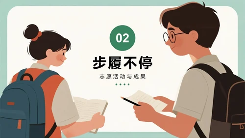 绿色清新手绘卡通风校园青志协学生部门介绍PPT模板