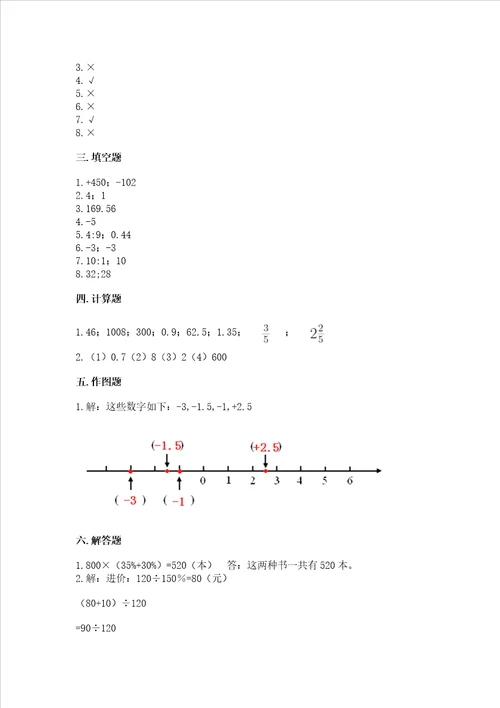 小学数学毕业测试卷及参考答案培优a卷