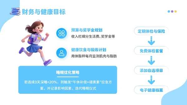 蓝色3D风成长新起点：开学季新学年规划开学班会PPT模板