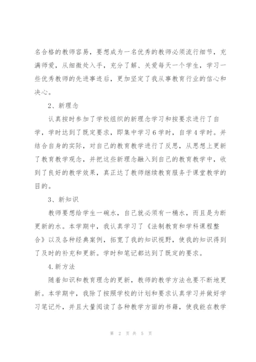 教师继续教育培训学习学期总结范文.docx