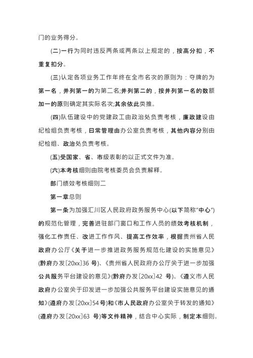 部门绩效考核细则