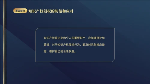 深蓝色简约商务426知识产权企业知识产权培训讲座PPT世界知识产权日