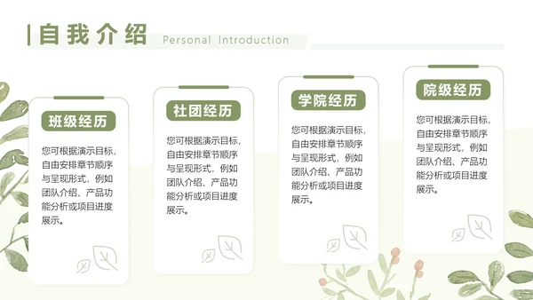 绿色小清新学生会竞选部长PPT模板