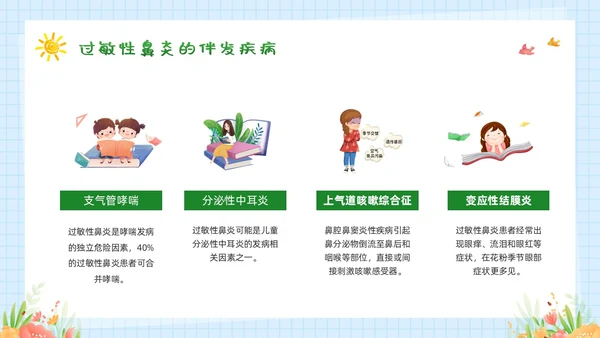 绿色插画过敏性鼻炎PPT模板宣传PPT动态PPT