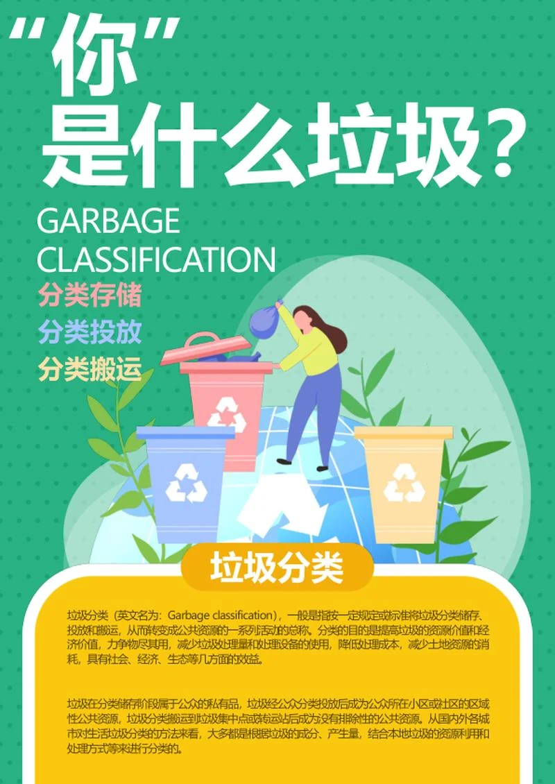 绿色清新垃圾分类宣传海报word模板