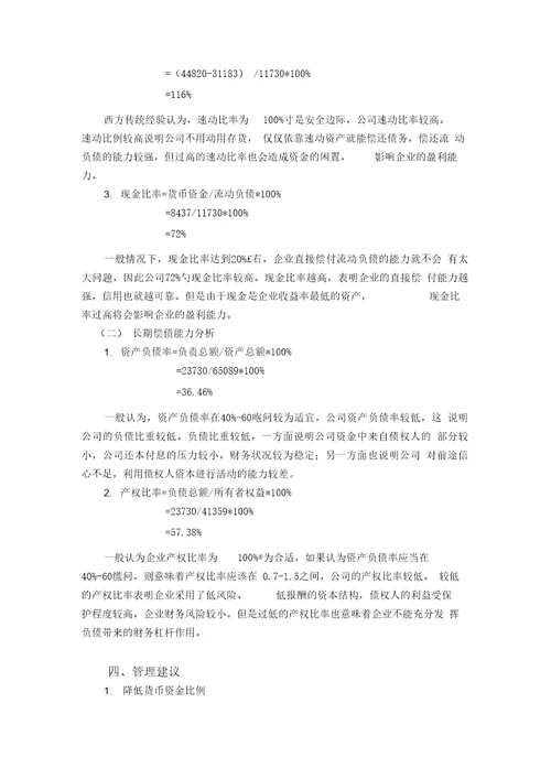 公司财务分析范文之资产负债表分析