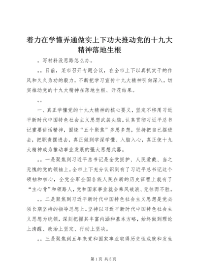 着力在学懂弄通做实上下功夫推动党的十九大精神落地生根.docx