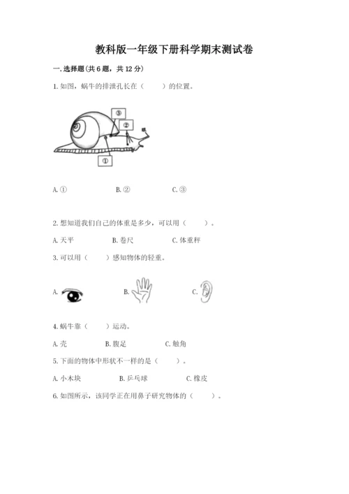 教科版一年级下册科学期末测试卷【培优b卷】.docx