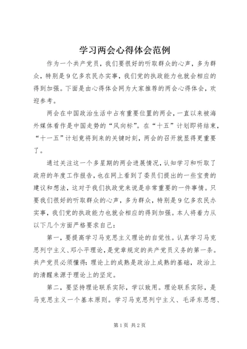 学习两会心得体会范例.docx