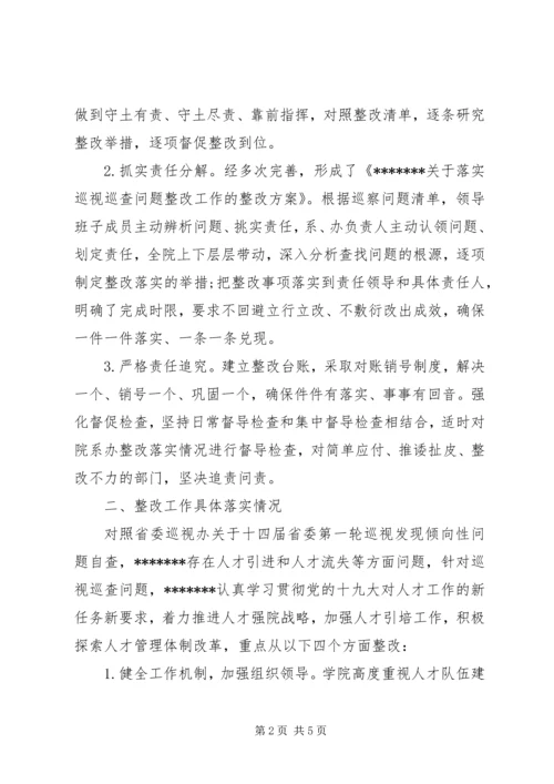 学院关于落实巡视巡查问题整改工作的情况报告.docx